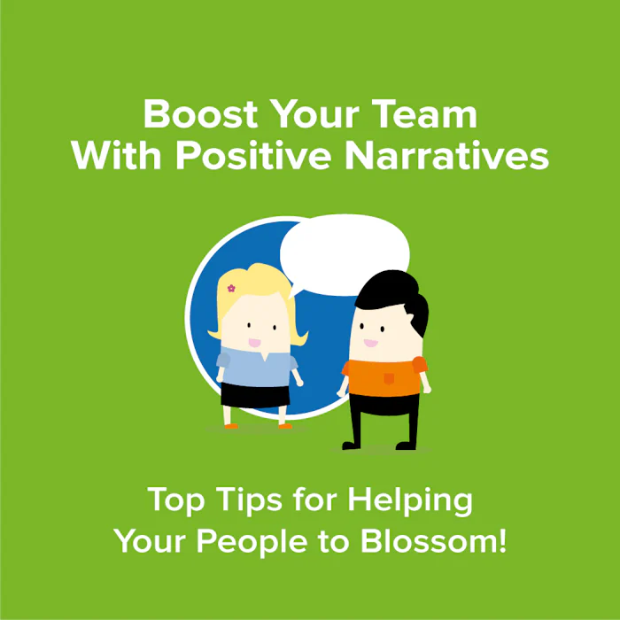 An animated representation of a man and woman talking to one another. Both are smiling to show a positive narrative.