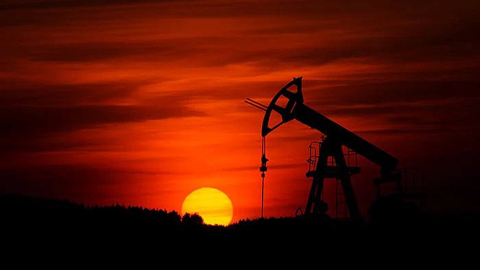 An oil rig on land. 